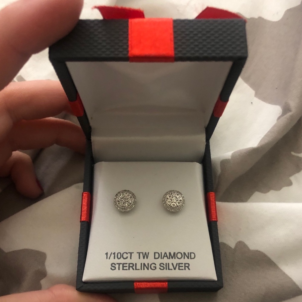 NWT sterling silver diamond earrings